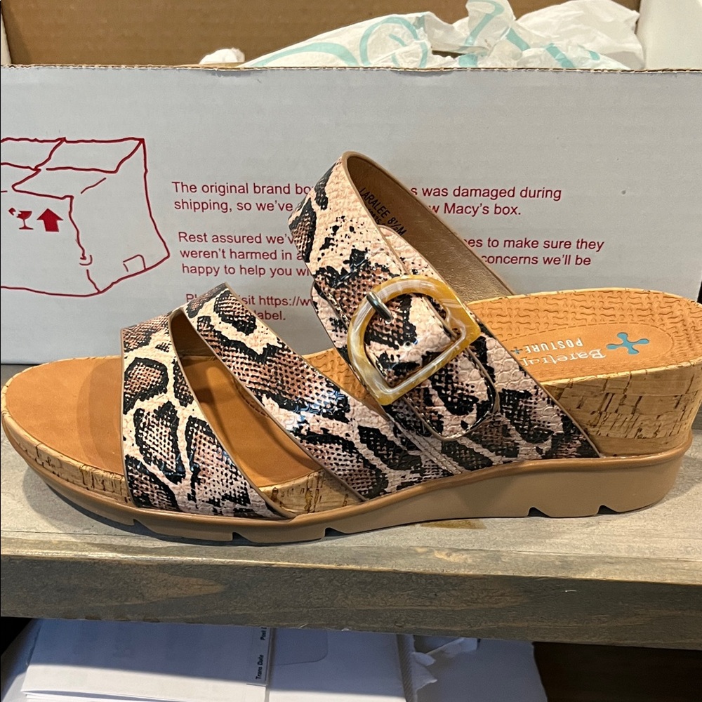 BareTraps Snake Print Sandals with Buckle